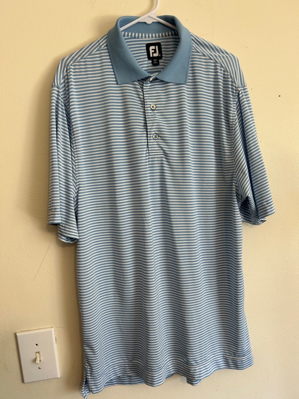 FootJoy Men’s Light Blue and White Striped Polo